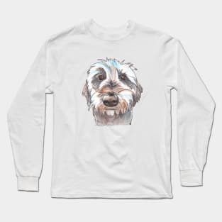 Does my hair look good? Dog portrait illustration in watercolors Long Sleeve T-Shirt